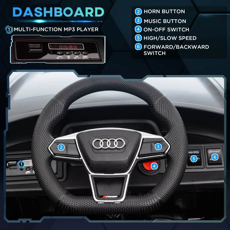 Audi 12V Kids Ride-On Car with Remote, Lights, Music