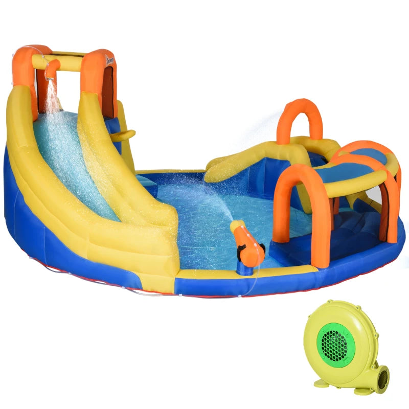 6-in-1 Kids Inflatable Castle with Slide & Pool - 750W