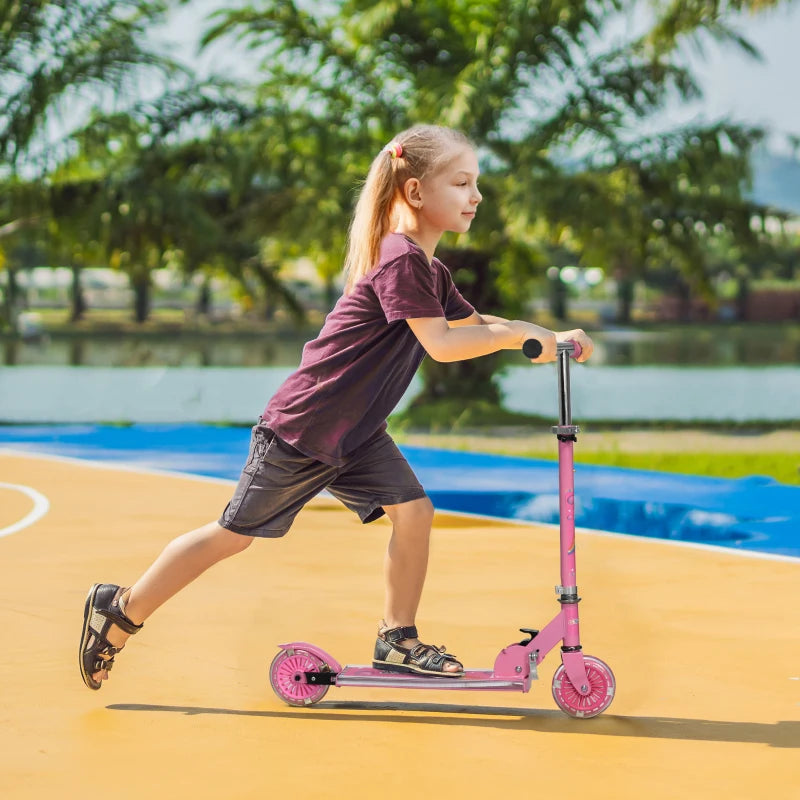 Kids Scooter, with Lights, Music, Adjustable Height, Foldable Frame, for Ages 3-7 Years