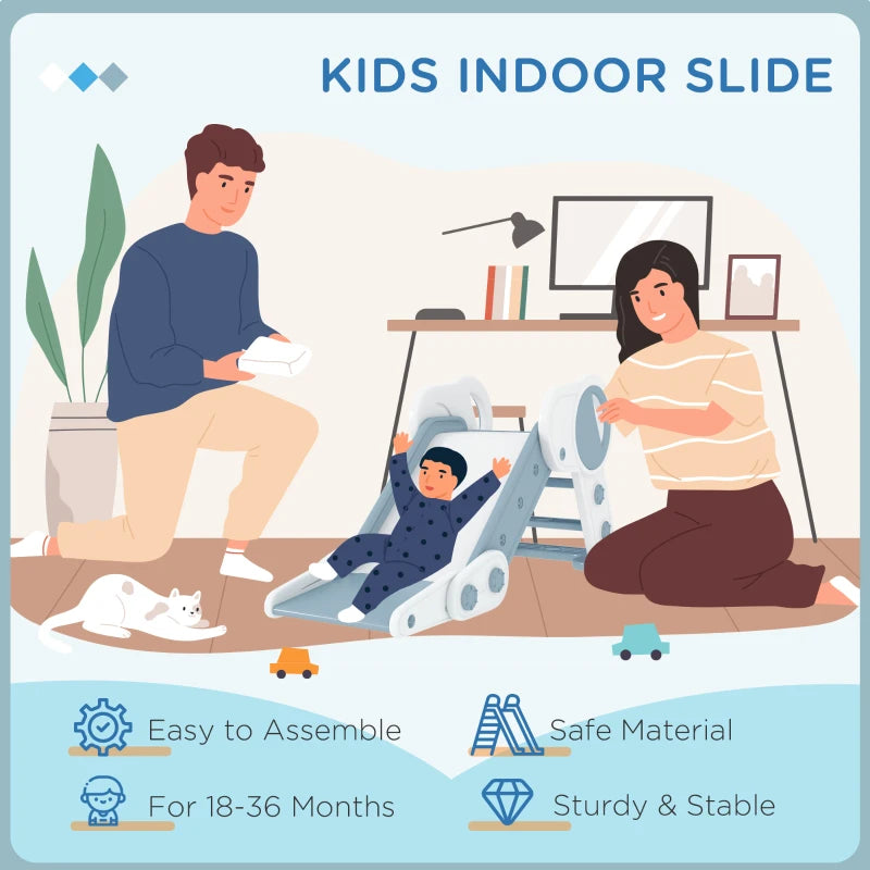 Baby Slide with Basketball Hoop, Easy to Assemble Kids Slide for Indoor Use, for Ages 18-36 Months - Yellow