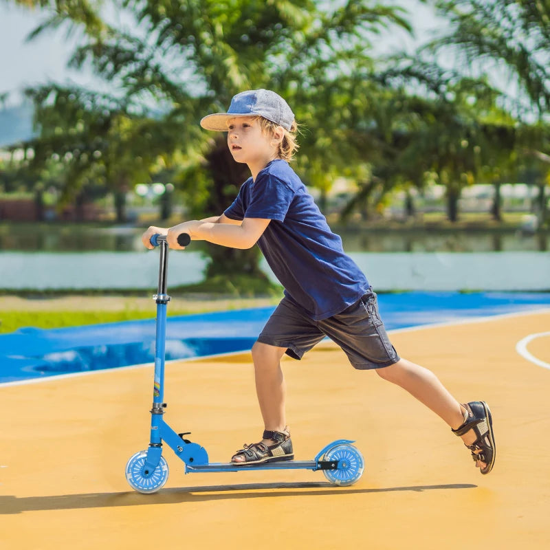 Kids Scooter, with Lights, Music, Adjustable Height, Foldable Frame, for Ages 3-7 Years