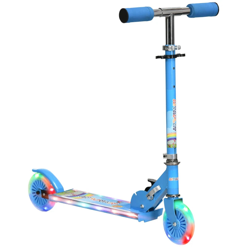 Kids Scooter, with Lights, Music, Adjustable Height, Foldable Frame, for Ages 3-7 Years